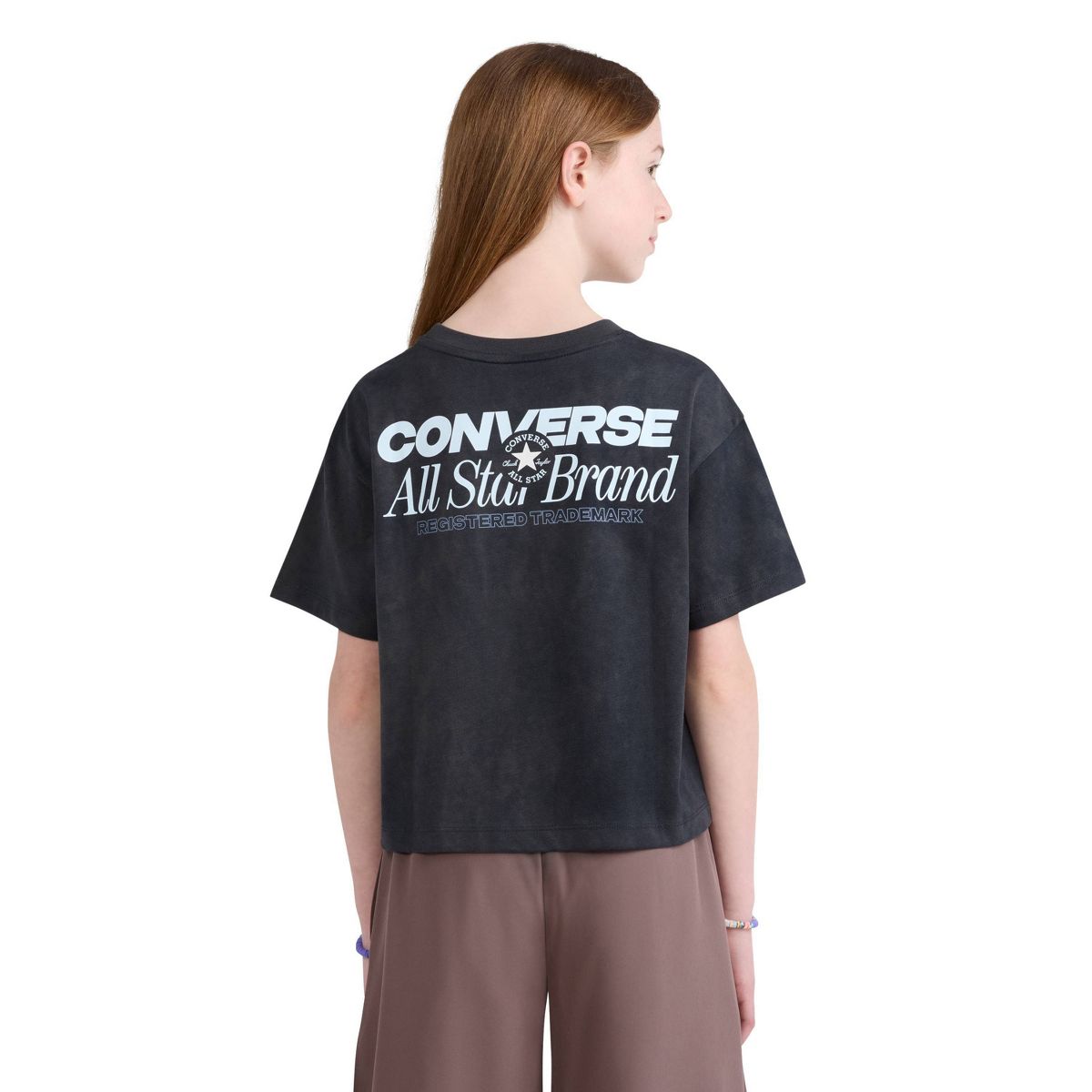 Converse® Girls' Short Sleeve Washed Boxy Graphic T-Shirt - Black - thumbnail 2