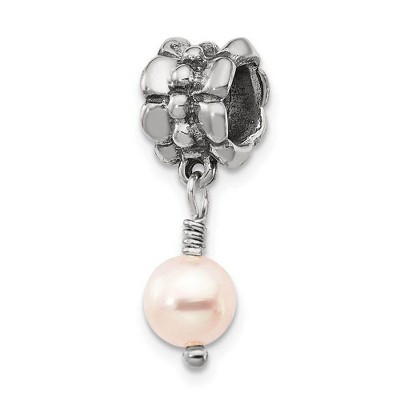 Black Bow Jewelry 6mm Pink FW Cultured Pearl & Sterling Silver Dangle Bead Charm
