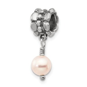 Black Bow Jewelry 6mm Pink FW Cultured Pearl & Sterling Silver Dangle Bead Charm - 1 of 3