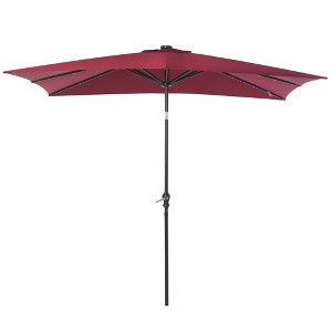 Outsunny 9' x 7' Solar Umbrella, LED Lighted Patio Umbrella for Table or Base with Tilt & Crank, Outdoor Umbrella for Backyard, Pool, Beach, Backyard - 1 of 4