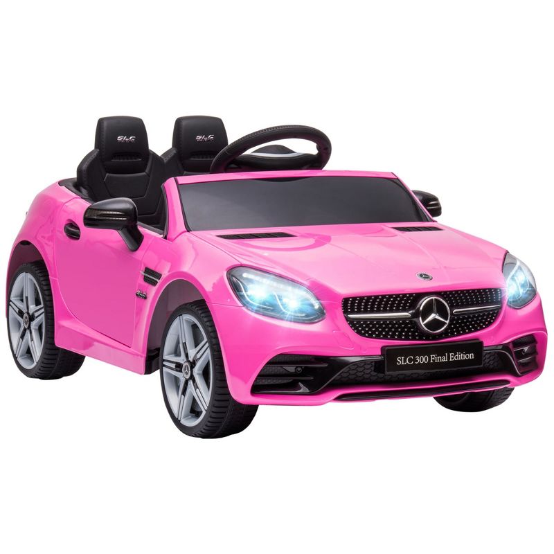 Aosom 12V Kids Electric Ride On Car with Parent Remote Control, Two Motors, 2 Speeds, Music, LED Lights, USB for 3-6 Years Old, Pink, 1 of 8