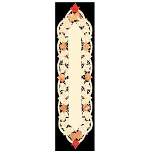 Heritage Lace 54" Beige and Red Autumn Elegance Embroidered Fall Leaf Table Runner