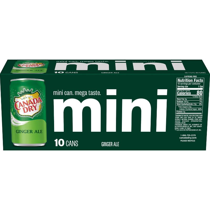 Canada Dry Ginger Ale Soda - 10pk/7.5 fl oz Mini Cans, 6 of 9