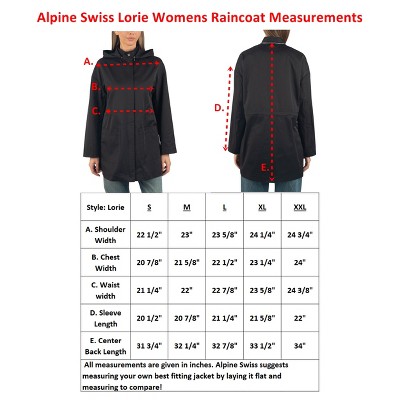 Alpine Swiss Lorie Womens Rain Jacket Removable Hood Long Rain Coat Trench Coat Windbreaker Black Large — фото 5