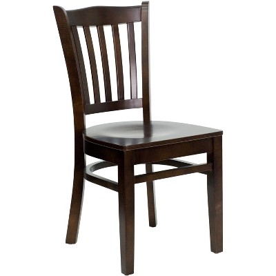 Emma and Oliver Walnut Wood Vertical Slat Back Chairs, 2-Pack