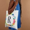 2 Pack Monogrammed Initial Tote Bags, Reusable Grocery Bag for Women, Embroidered, White, 29 in. - 3 of 4