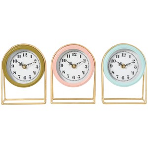 Set of 3 Metal Pastel Tabletop Clocks with Gold Frame - Olivia & May - 1 of 4
