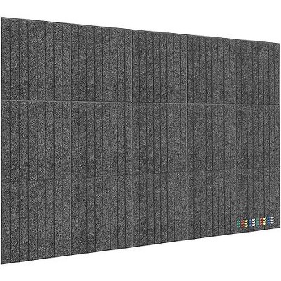 Large Cork Board for Wall,Black Bulletin Board, 15 Pack Felt Wall Tiles, Cork Boards for Office, with 30 Pushpins, Pin Board for Home Office
