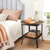 Tangkula 2-Tier Sofa End Side Table Nightstand Round Tabletop for Living Room Brown - image 3 of 4