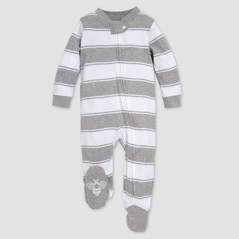 Burt's Bees Baby&reg; Rugby Striped Organic Cotton Sleep N' Play - Heather Gray 3-6M