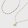 14K Gold Dipped Beaded Initial Necklace Set 2pc - A New Day™ Gold/Marron - 4 of 4