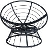 Sapphtopaz 1pc Accent Chair Upholstered Wicker Rattan Chair with Fluffy Cushion, 360-Degree Swivel Saucer Chair Solid Twill Fabric Comfy Chair - 3 of 4