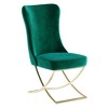 PrimeNest Noblesse Collection Upholstered Gold Legged Dining Chair, Set of 2, Green - 2 of 4
