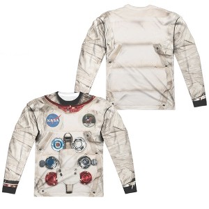 Men's Astronaut Spacesuit (Front Back Print) Long Sleeve Costume T-Shirt - 1 of 4