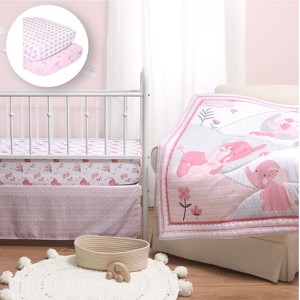 The Peanutshell Pink Elephant Crib Bedding Set, 3pc to 12 Pc, For Girls - 1 of 4