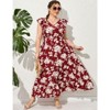 Coolmee Women's Plus Size Summer Boho Dress Ruffle Cap Sleeveless V Neck Long Beach Maxi Dress - 3 of 4