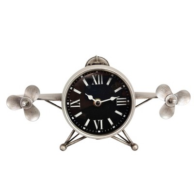 VIP Metal 14.17 in. Multicolor Airplane Table Clock