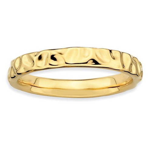 Black Bow Jewelry 3.25mm 14k Yellow Gold Plated Sterling Silver Hammered Stackable Band - image 1 of 4