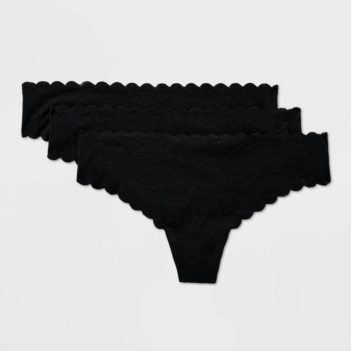 Women's 3pk Invisible Edge Lace Thong Underwear - Auden™