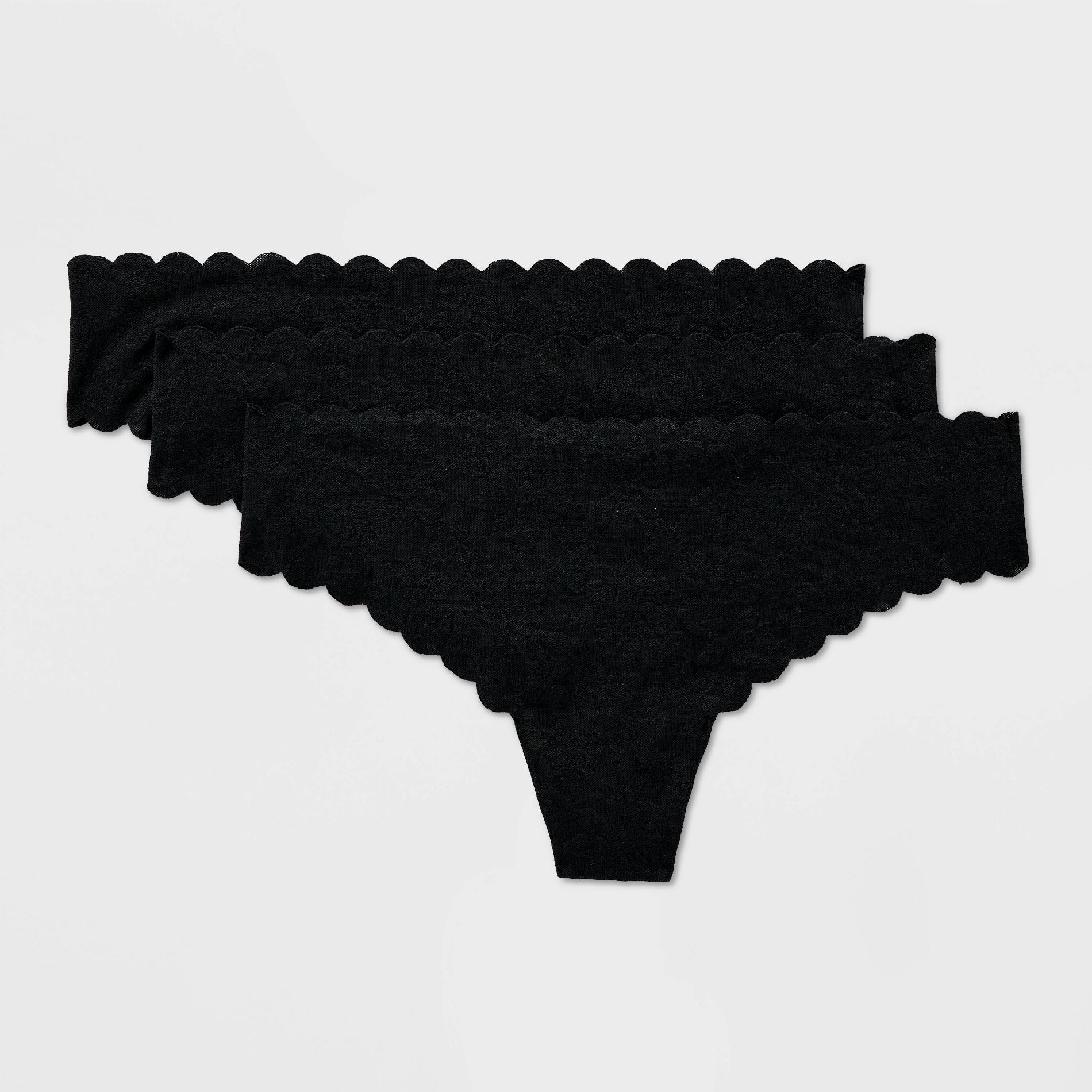 Women's 3pk Invisible Edge Lace Thong Underwear - Auden™