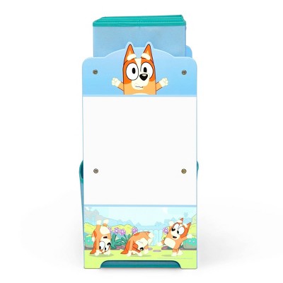 Bluey 6 Bin Wooden Toy Storage Organizer with Reusable Stickers