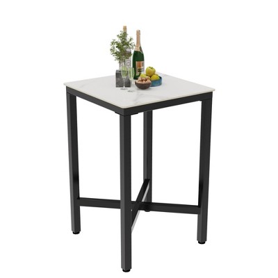 Bar Table High Top Table Metal Legs Marble Top Square Pub Table for Out / Indoor