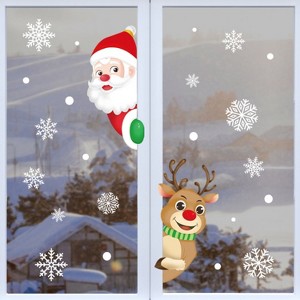 XC008 1set Christmas Window Grille Sticker Santa Claus Elk Glass Window Decoration - 1 of 4