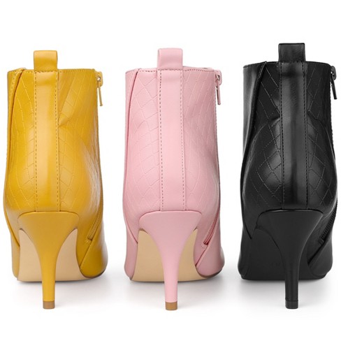 Allegra K Women's Pointed Toe Side Zipper Stiletto Heels Ankle Boots ...