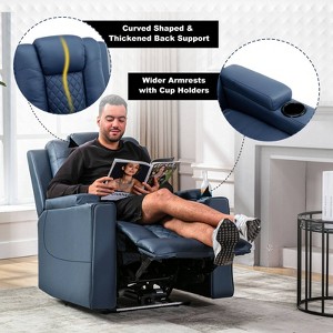COMHOMA Recliner Chair Electric Massage Recliner Sofa with Led PU Leather Reclining Chair Blue - 1 of 4