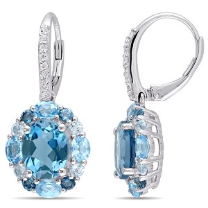 EVERLY JEWELRY | Sterling Silver 7 7/8 CT TGW Blue Topaz - London White Topaz Blue Topaz - Swiss Blue Topaz - Sky LeverBack Earrings - 1 of 3