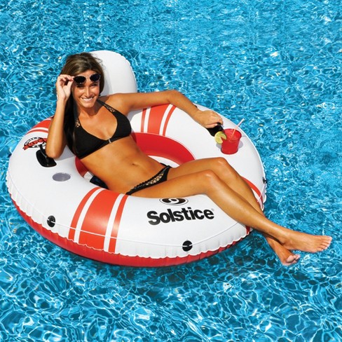 Swim Central 46 Inflatable Red and White Swimming Pool Inner Tube Float