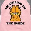 Girls' - Garfield - Smiling On The Inside Shirt Tail Raglan Graphic T-shirt - 2 of 3