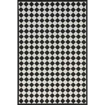nuLOOM Valery Black & White Checkered Indoor and Outdoor Patio Area Rug