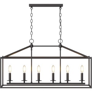 Tribesigns 6-Light Candle Holder Light Fixtures Over Dining Table, Industrial Linear Chandelier Pendant Lights with Adjustable Iron Chain - 1 of 4