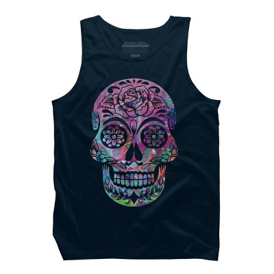 Men's Design By Humans Halloween Sugar Skull By honeytree Tank Top