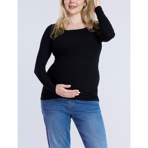 Women's Square Neck Rib Knit Long Sleeve Tee | Motherhood Maternity - 1 of 4