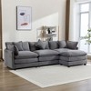 Whisen Modern Luxury L-Shape Chenille Upholstered Sectional Sofa Couch with Ottoman and 5 Pillows - 3 of 4