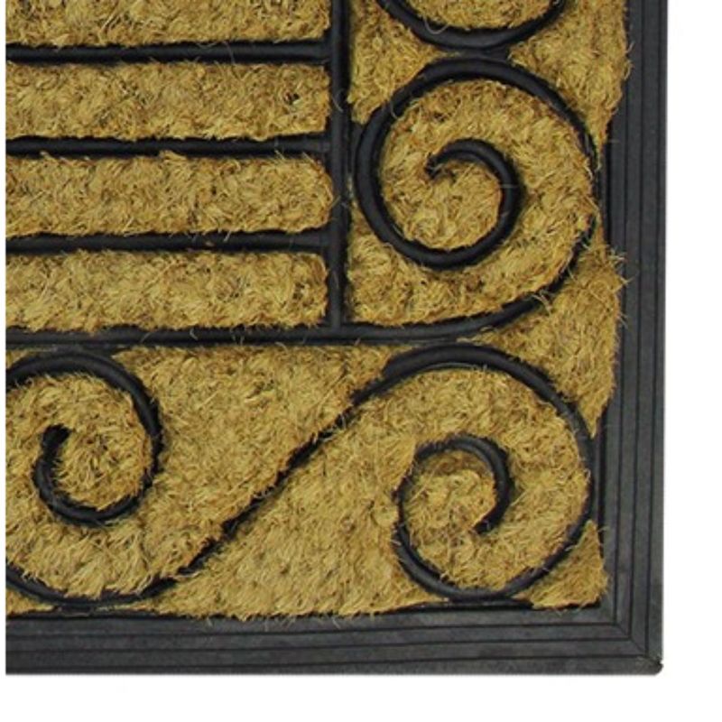 Northlight Natural Coir Stripes and Scrolls Outdoor Doormat 18" x 30", 5 of 6