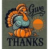 Give Thanks Turkey Sitting On Pumpkin Men's Crew Neck Short Sleeve Tee - 2 of 3