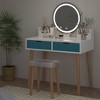 Vanity Desk, Makeup Table with Stool and Drawers, Makeup Vanity Desk with Light, for Living Room, Bedroom, Powder Room, White - 2 of 4