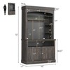 Jojoka 72" Farmhouse Coffee Cabinet with LED Lights, Kitchen Sideboard Buffet Hutch with Storage, Microwave Stand/ Rack/Glass Shelf - 2 of 4