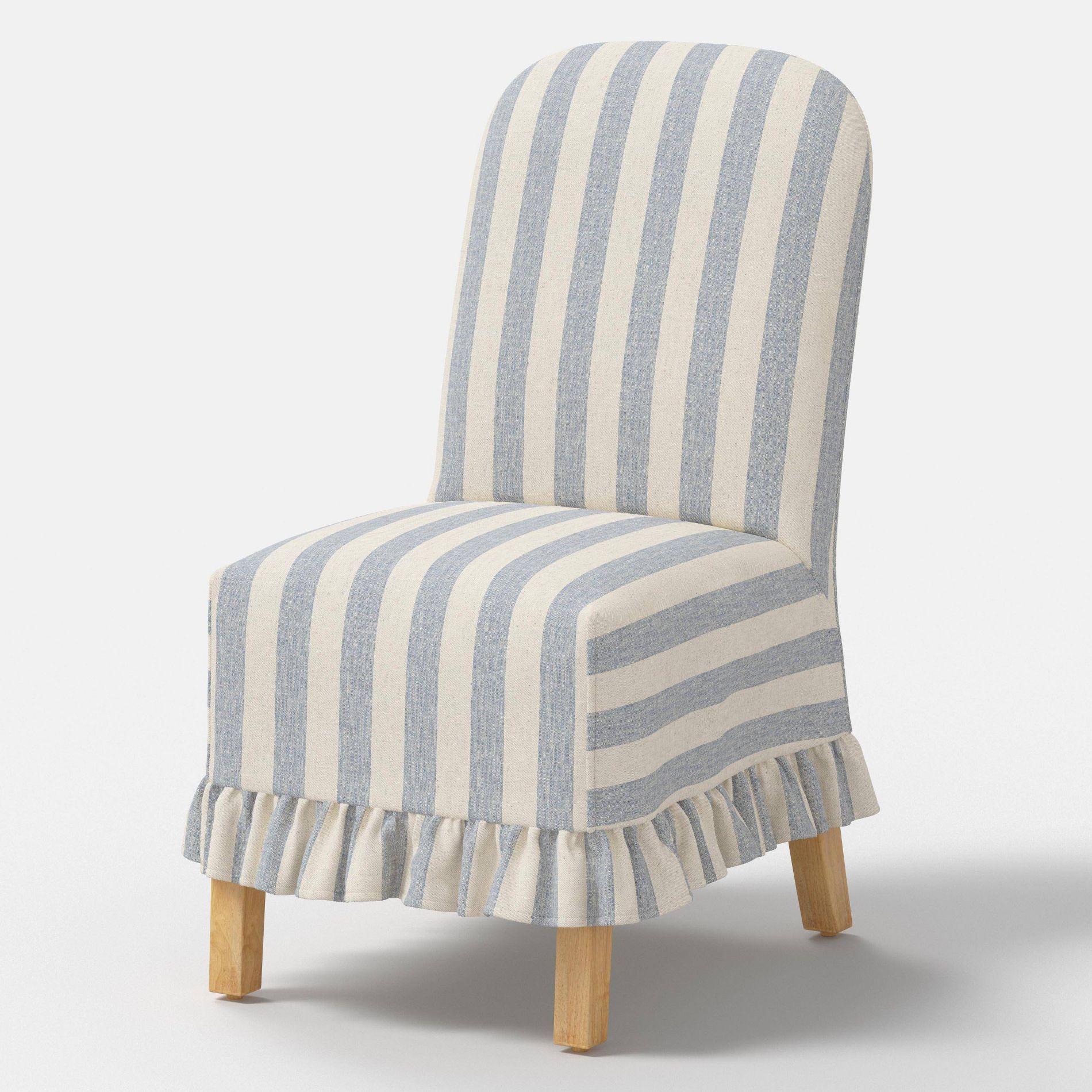 Replacement Ruffled Slipcover Only for Rounded Back Dining Chair Malcolm Stripe Blue - Threshold™
