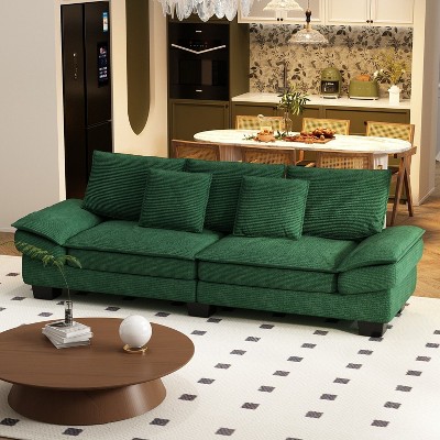 FUFU GAGA Modern Green 3 Seater Sofa Corduroy Upholstery 88.2 Wide