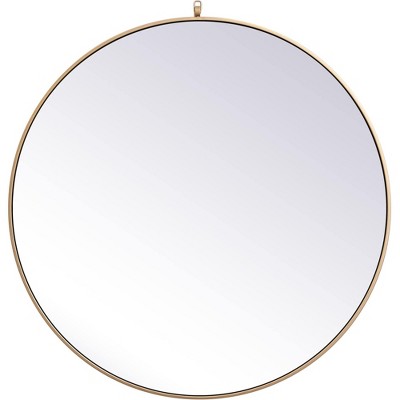 Elegant Lighting Metal frame round mirror with decorative hook 39 inch in Brass