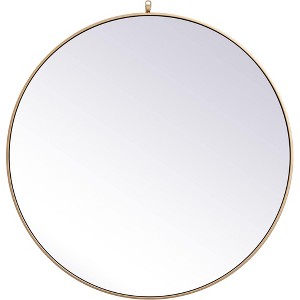 Elegant Lighting Metal frame round mirror with decorative hook 39 inch in Brass - 1 of 4