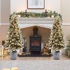 LuxenHome 5.6Ft Pre-Lit Artificial Flocked Christmas Tree, Slim Fir Tree with Lights and Gray Pot Off-White - 3 of 4