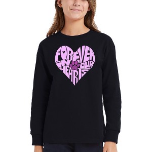 LA Pop Art Forever In Our Hearts - Girl's Word Art Long Sleeve T-Shirt - 1 of 4