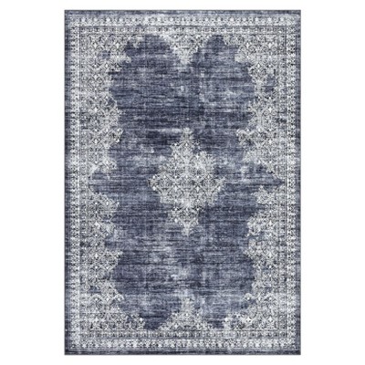 Washable Vintage Printed Rug Non Slip Low Pile Rug Soft Throw Floor Cover Foldable Indoor Carpet for Living Room Bedroom Playroom Nursery