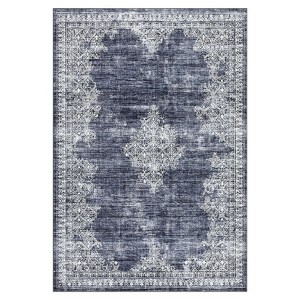 Washable Vintage Printed Rug Non Slip Low Pile Rug Soft Throw Floor Cover Foldable Indoor Carpet for Living Room Bedroom Playroom Nursery - 1 of 4