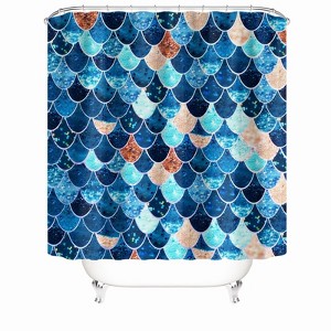 Shiny Blue Fish Scales Shower Curtains for Bathroom Waterproof Fabric Bath Curtain Durable Soft Stylish Bathroom Decor 72x72 Inch - 1 of 1